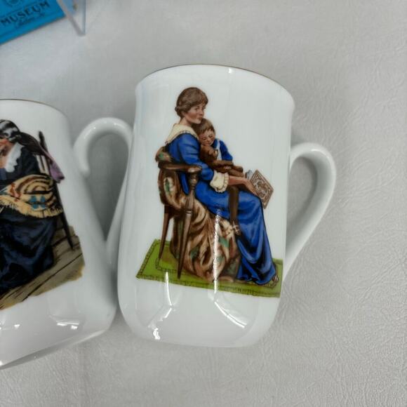 Norman Rockwell Mug Gift Set Vintage 1986 Museum Collections 24 K Gold Trim Cups - Picture 3 of 12